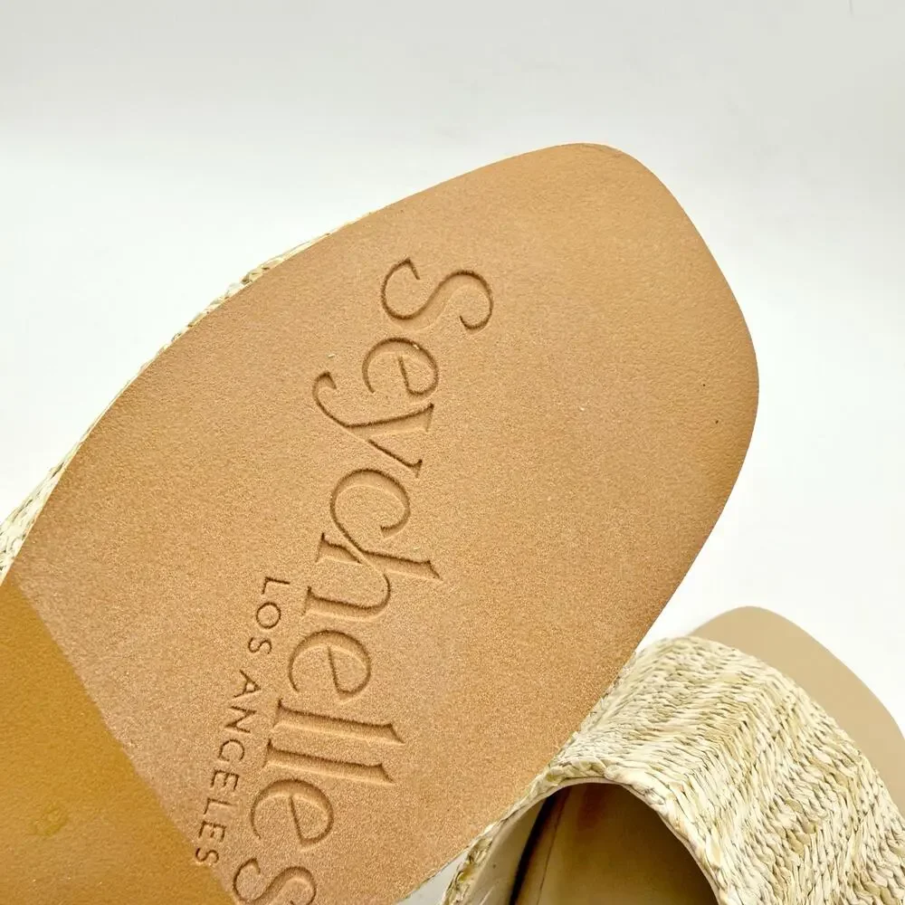 Seychelles Womens Pepper Raffia Heeled Sandal US 9 Natural Beige EUC